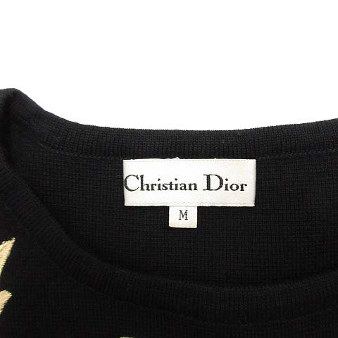 おしゃれ人気 クリスチャンディオール ワンピース ニット 長袖 ひざ丈 ヴィンテージ ウール 刺繍 M 黒 ブラック Ec コンビニ受取対応商品 Theblindtigerslidell Com
