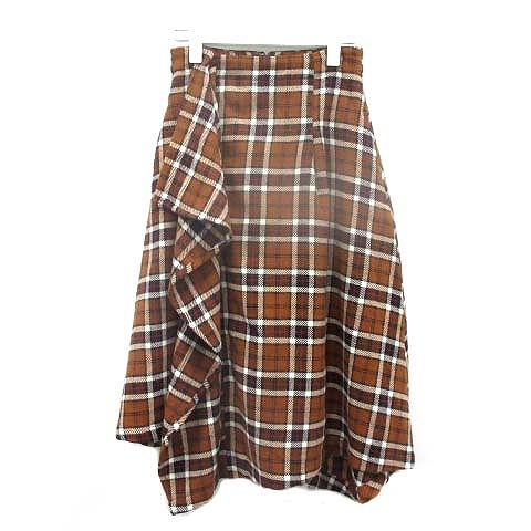 マウジー Moussy フレアスカート フリル ロング チェック柄 ウール混 1 S マルチカラー Ay レディース 081 902103250088 ベクトルパーク