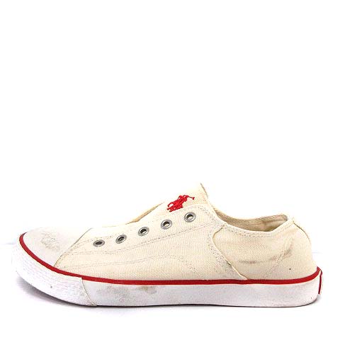 ポロ ラルフローレン Polo Ralph Lauren スニーカー スリッポン キャンバス ロゴ 24 生成り 白 G レディース 081 ベクトルパーク