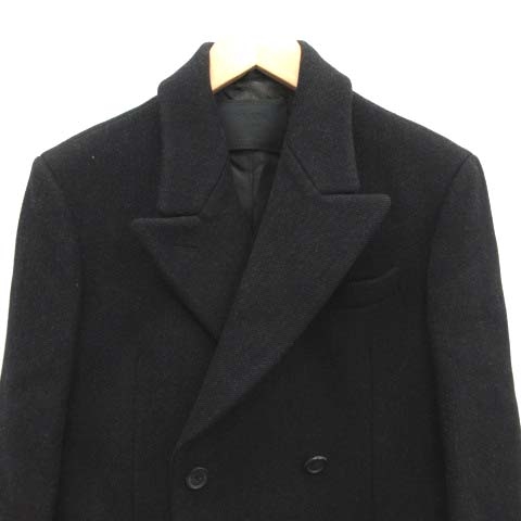 プラダ PRADA ウール ロングチェスターコート イタリア製 48 ネイビー