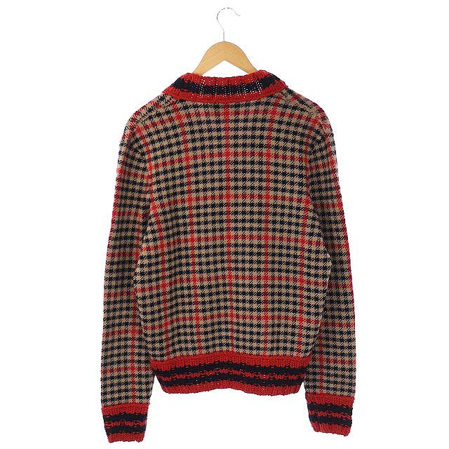 グッチ GUCCI GU156 カシミヤ混パイピングチェックニットカーディガン  
