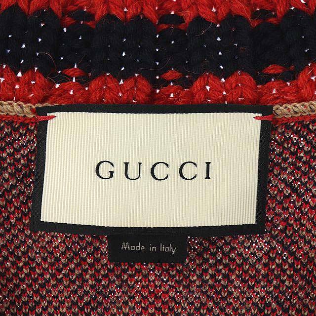 グッチ GUCCI GU156 カシミヤ混パイピングチェックニットカーディガン  