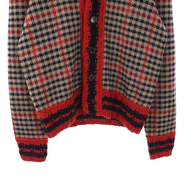 グッチ GUCCI GU156 カシミヤ混パイピングチェックニットカーディガン  