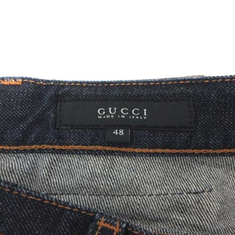 グッチ GUCCI デニムパンツ ジーンズ スキニー レザーパッチ ロゴ 48 