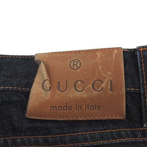 グッチ GUCCI デニムパンツ ジーンズ スキニー レザーパッチ