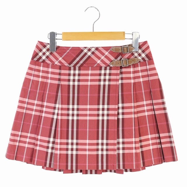 BURBERRY 赤 プリーツスカート 38（未使用品・タグ付】BURBERRY BLUE 