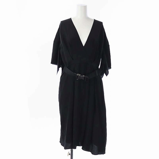 フェンディ Fendi ワンピース ひざ丈 半袖 ベルト付き イタリア製 It40 黒 ブラック Df Ec レディース 081 ベクトルパーク
