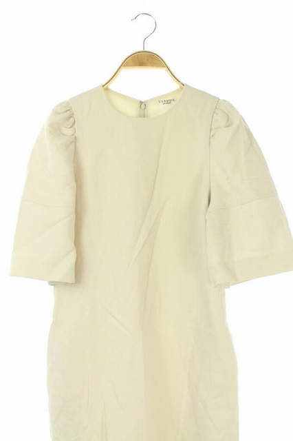 ヴェルメイユパーイエナ Vermeil Par Iena 19ss ワンピース リネン混 パフスリーブ 五分袖 ロング 36 ベージュ Ao Os H レディース 081 ベクトルパーク