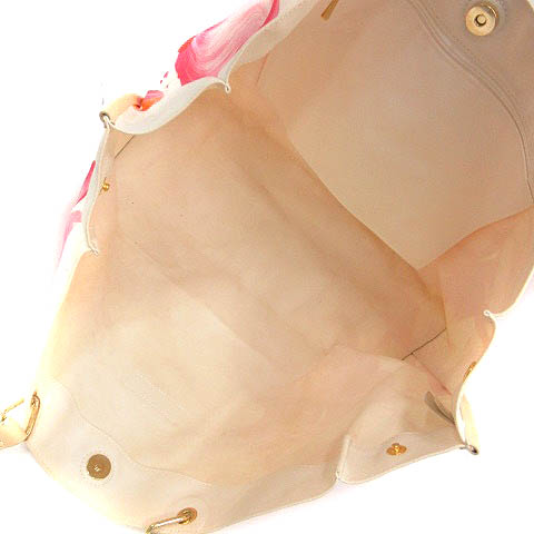 Longchamp トートバッグ ホワイト 総柄 ロンシャン LONGCHAMP バッグ トート ハンド 総柄 キャンバス 白
