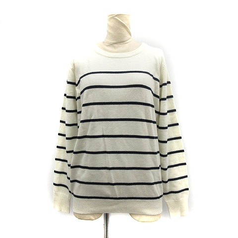 マウジー Moussy ニット セーター 長袖 ボーダー F 白 ホワイト 紺 ネイビー Ak26 メンズ レディース 081 ベクトルパーク
