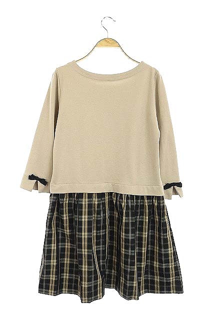 ギャラリービスコンティ Gallery Visconti ワンピース チェック柄 切替 ウール 七分袖 膝丈 2 ベージュ Ao Ec レディース 081 ベクトルパーク