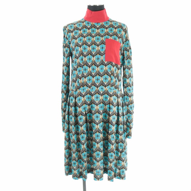 ミュウミュウ miumiu 2015年製 ワンピース 長袖 ロング ミモレ丈 花柄  