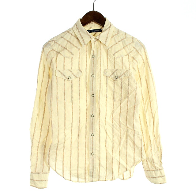 ラルフローレン RALPH LAUREN シャツ 長袖 総柄 4 XS ベージュ □IBS81 