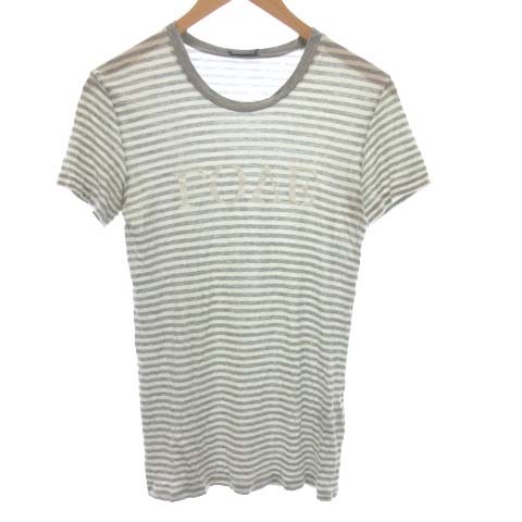 ディオールオム Dior HOMME Tシャツ カットソー 半袖 ボーダー ロゴ XS 