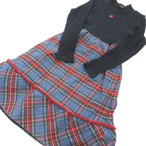 ファミリア Familiar 子供服 まとめ売り 2点セット F Dash チェックワンピース 140 ネイビー グレー K Ec キッズ 081 ベクトルパーク