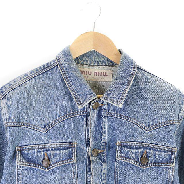 ミュウミュウ miumiu デニムジャケット ジージャン 長袖 L 青 ブルー