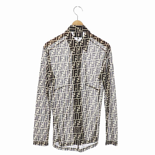 フェンディ FENDI JEANS ズッカ柄 シャツ 長袖 シアー ロゴボタン 