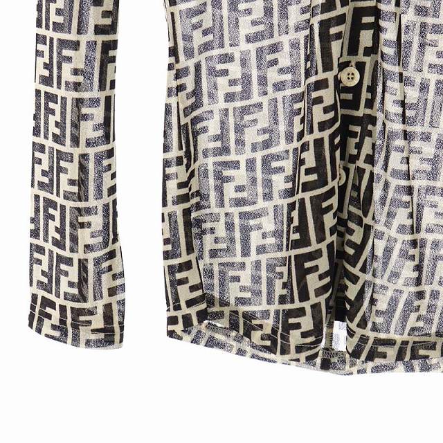 フェンディ FENDI JEANS ズッカ柄 シャツ 長袖 シアー ロゴボタン 