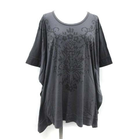 Vivienne Westwood RED LABEL◆ドルマン/オーブプリント/カットソー/2/コットン/ブラック/16-01-361028 Vivienne Westwood RED LABEL(ヴィヴィアンウエストウッドレッド