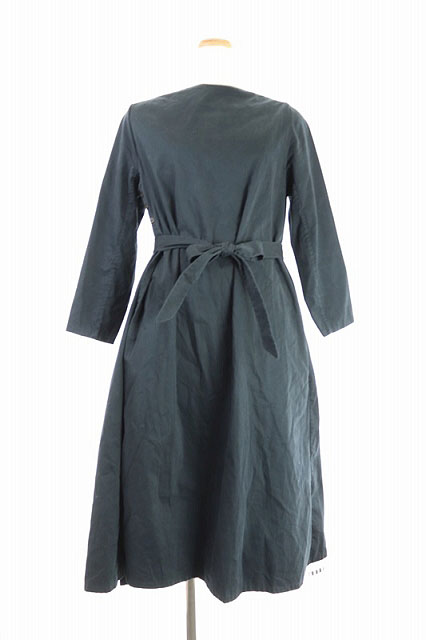 ヤエカ Yaeca コットンラップワンピース ボートネック ロング ミモレ 長袖 S 黒 ブラック Gy レディース 081 ベクトルパーク