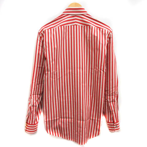 ポールスミス Paul Smith コットンストライプシャツ 長袖 イタリア製生地 16 M 赤 レッド ピンク Bm2 メンズ 081 ベクトルパーク