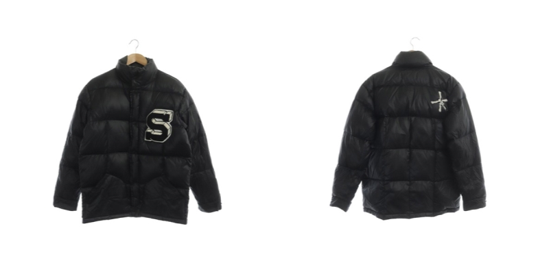 ステューシー STUSSY ジャケット ダウン リバーシブル ワッペン 総柄 M 