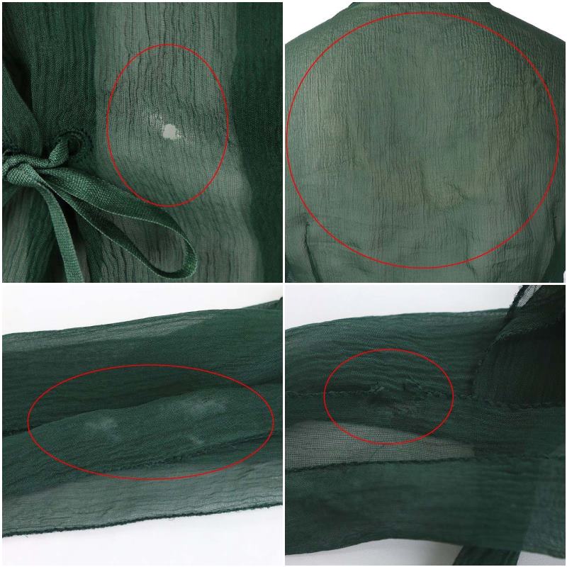 プラダ PRADA ブラウス シアーシャツ 半袖 シルク リボン付き 38 緑