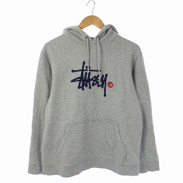 ステューシー STUSSY パーカー 長袖 プルオーバー 刺繍 ロゴ 裏起毛 S 