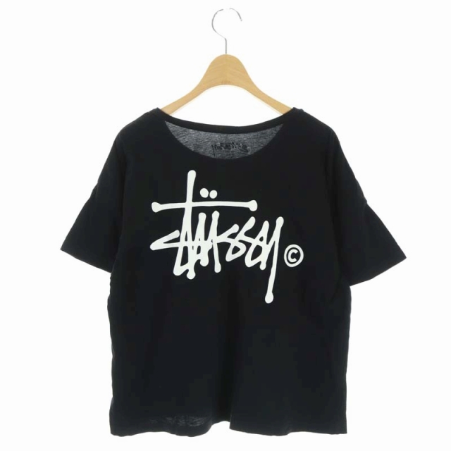 ステューシー Stussy Tシャツ カットソー 半袖 ロゴ プリント M 黒 白 ブラック ホワイト Df Ec レディース 081 ベクトルパーク
