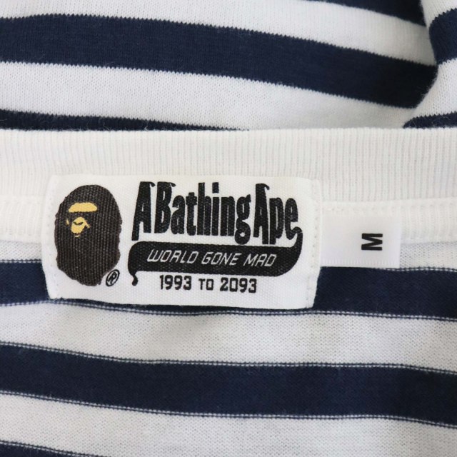 アベイシングエイプ A BATHING APE カットソー 猿ロゴ ボーダー 長袖 M 