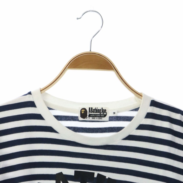 アベイシングエイプ A BATHING APE カットソー 猿ロゴ ボーダー 長袖 M 