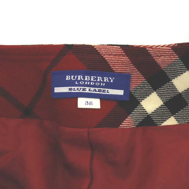 バーバリー　ブルーレーベル　ワンピース　チェック　ボルドー38 ウール100% BLUE LABEL CRESTBRIDGE（ブルーレーベルクレストブリッジ）の