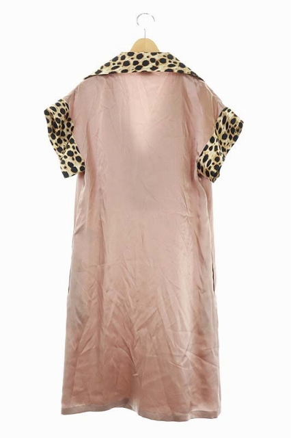 ジャストカヴァリ Just Cavalli ワンピース シルク 半袖 台形 膝丈 切替 レオパード ヒョウ柄 38 スモークピンク ベージュ Gy レディース 081 ベクトルパーク ジャストカヴァリ Just Cavalli ワンピース シルク 半袖 台形 膝丈 切替 レオパード ヒョウ柄 38 スモークピンク ベージュ Gy レディース 081 ベクトルパーク