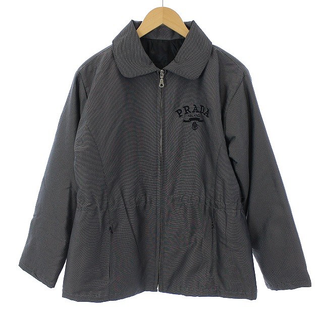 PRADA プラダ ウール ジップアップ フードジャケット ブルゾン M グレー 美品◇プラダ スポーツ ジップブルゾン ウィンドブレーカー