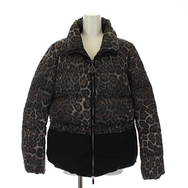 モンクレール MONCLER ダウンジャケット ミドル丈 フリル ヒョウ柄  
