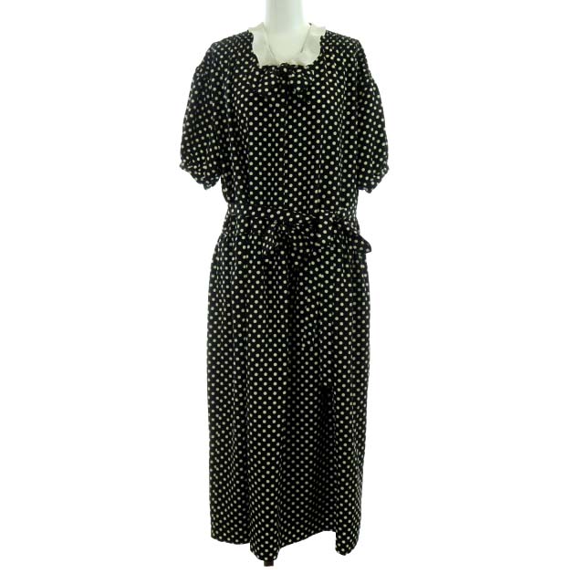 ピンクハウス Pink House ドット ワンピース 半袖 ロング ミモレ丈 リボン 水玉 バイカラー 黒 ブラック 白 ホワイト St Ec レディース 081 ベクトルパーク