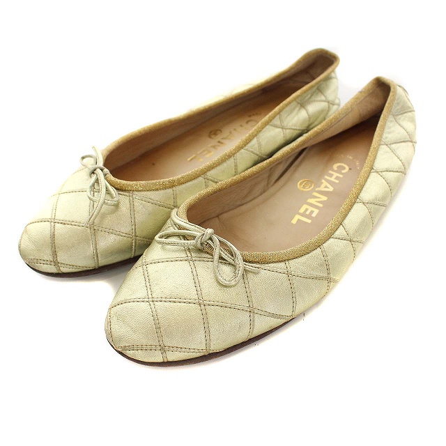 CHANEL♥マトラッセ　キルティングシャネルCCマーク入りバレエシューズ CHANEL♥マトラッセキルティングシャネルCCマーク入りバレエシューズ