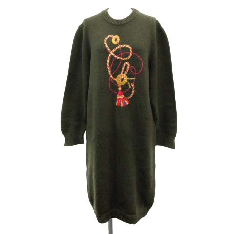 セリーヌ CELINE ヴィンテージ ニットワンピース ロング 長袖 刺繍  