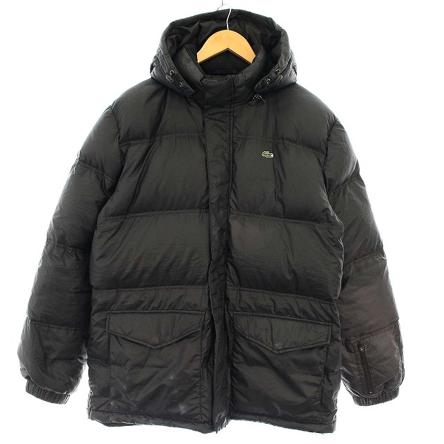 ラコステ LACOSTE ダウンジャケット フーディー フード 52 L 黒 