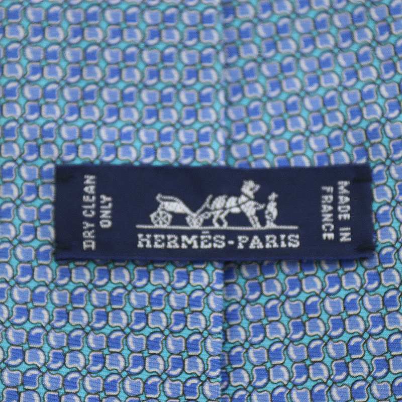 エルメス ファソネ ライトブルー 水色 シルク HERMES エルメス ネクタイ H織りタイ 8cm シルク ブルーシエル