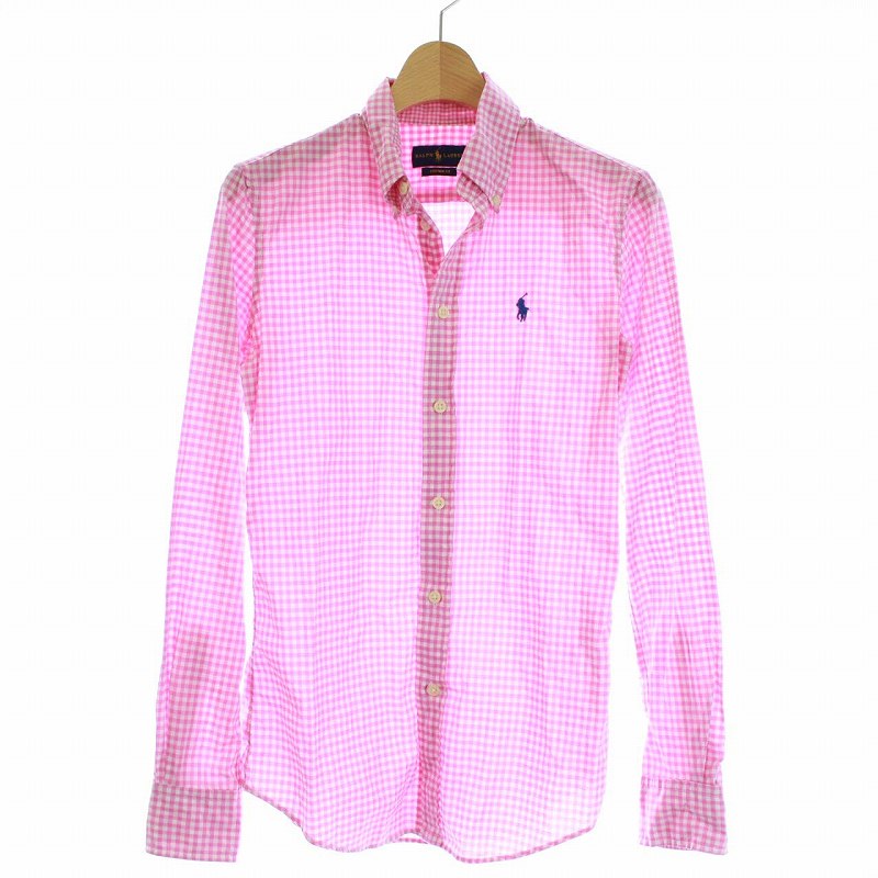 ラルフローレン Ralph Lauren シャツ Custom Fit ギンガムチェック 長袖 0 Xs ピンク 白 ホワイト Tk Ec メンズ 081 ベクトルパーク