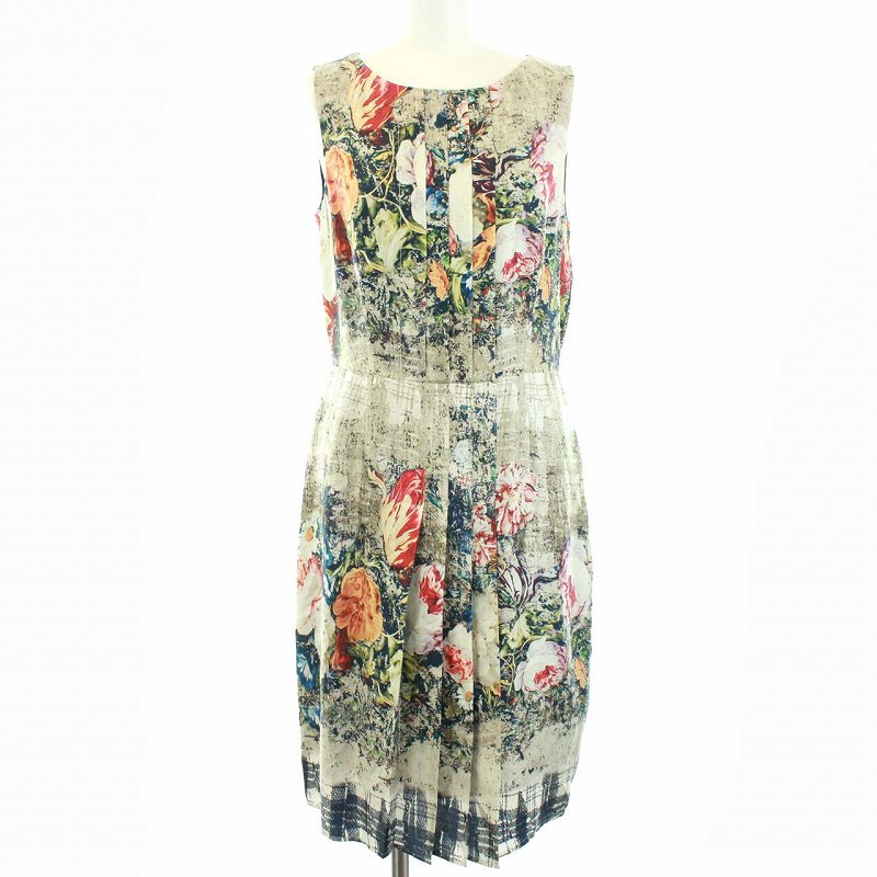 ブルックスブラザーズ Brooks Brothers ワンピース シルク 総柄 ノースリーブ ひざ丈 2 S マルチカラー Tk Ibo17 レディース 081 ベクトルパーク