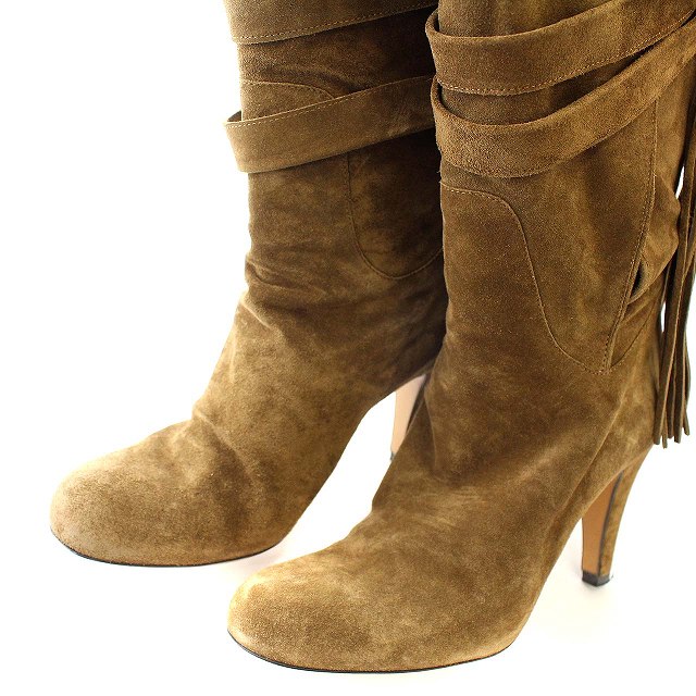 クロエ CHLOE ロングブーツ ニーハイブーツ スエード フリンジ ヒール