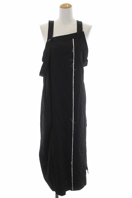 見逃せない ブラック 黒 1 変形 カットオフ ノースリーブ ロング ワンピース ジャンパースカート ヨウジヤマモト Y S ワイズ Df レディース Ec ワンピース