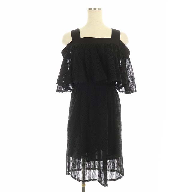ナイン Nine ワンピース ひざ丈 レース オフショルダー タイト F 黒 ブラック Df Ma レディース 081 ベクトルパーク