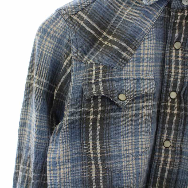 RRL ダブルアールエル 長袖 チェックシャツ ブルー サイズ1 ダブルアールエル RRL ラルフローレン シャツ 長袖 チェック 1 S