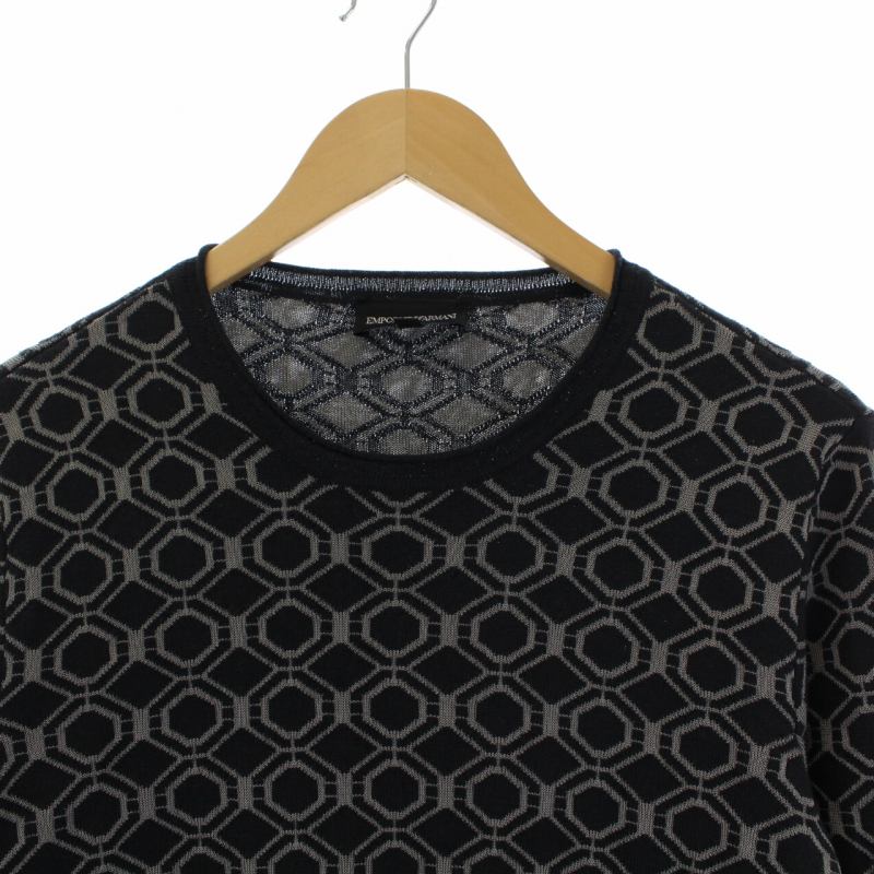 EMPORIO ARMANI エンポリオアルマーニ 総柄 ニット 長袖 トップス エンポリオアルマーニ EMPORIO ARMANI 総柄 ニット カットソー