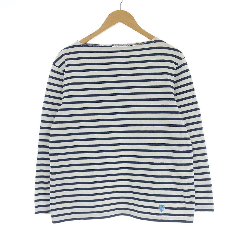 オーチバル Orcival オーシバル バスクシャツ Tシャツ カットソー ボートネック 長袖 ボーダー コットン 4 M 紺 ネイビー 白 ホワイト Gy01 Si35 メンズ 081 ベクトルパーク