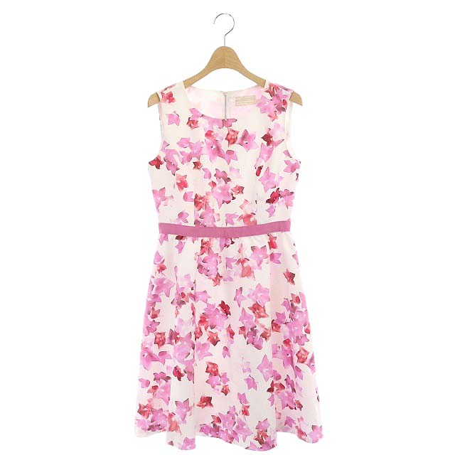 アベニールエトワール Aveniretoile ワンピース ひざ丈 ノースリーブ 花柄 36 白 ピンク ホワイト Mf Ma レディース 081 ベクトルパーク