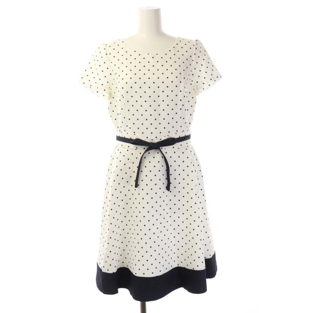 デビュー ド フィオレ Debut De Fiore ワンピース ひざ丈 水玉 ドット 半袖 38 白 紺 ホワイト ネイビー Mf Ma レディース 081 ベクトルパーク